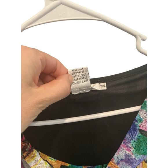 Faratelli Womens Artsy Tunic Top Size Extra Large Black Boho Mesh Fairy Grunge - Picture 10 of 10